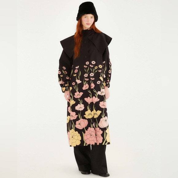 Farm Rio: Black Growing Flowers Raincoat / jacket - Picture 6 of 14